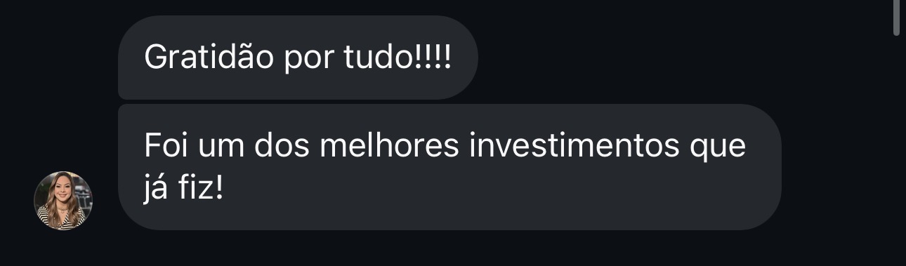 Aluna descreve a mentoria como um dos melhores investimentos que já fez