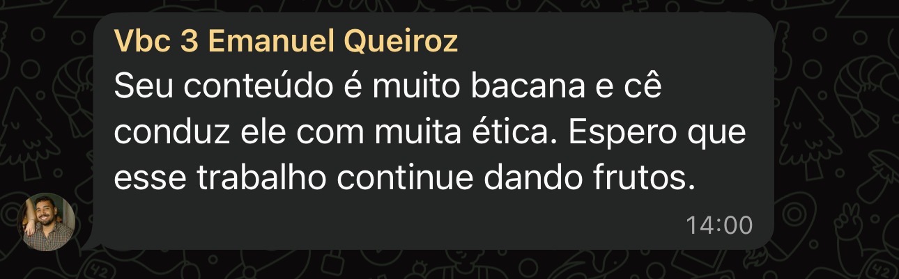 Aluno elogia a condução ética do conteúdo do Projeto